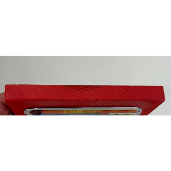 License Plate "Lauren" Folk Art Red Wood Backing Alaska - Picture 7 of 9